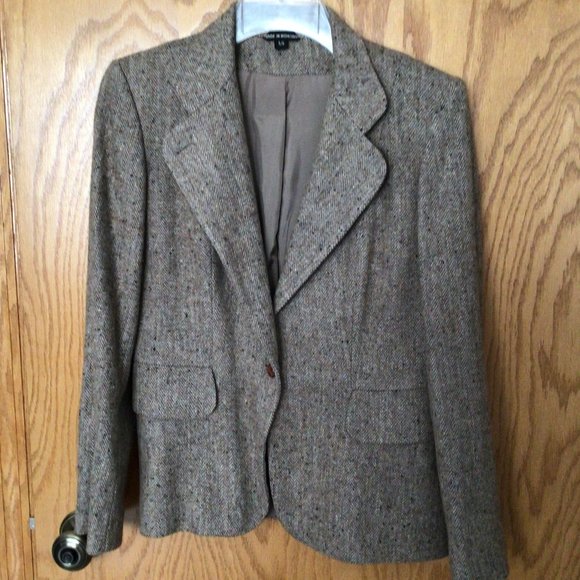 Peabody House Jackets & Blazers - Peabody House - Brown Tweed Wool Blend Blazer